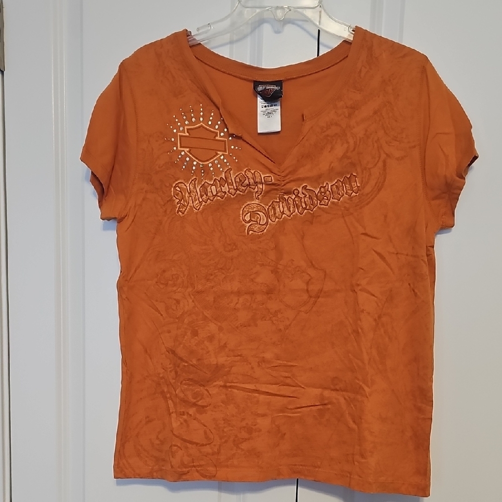 Women's Harley-Davidson V-neck T-Shirt with Cap Sleeves